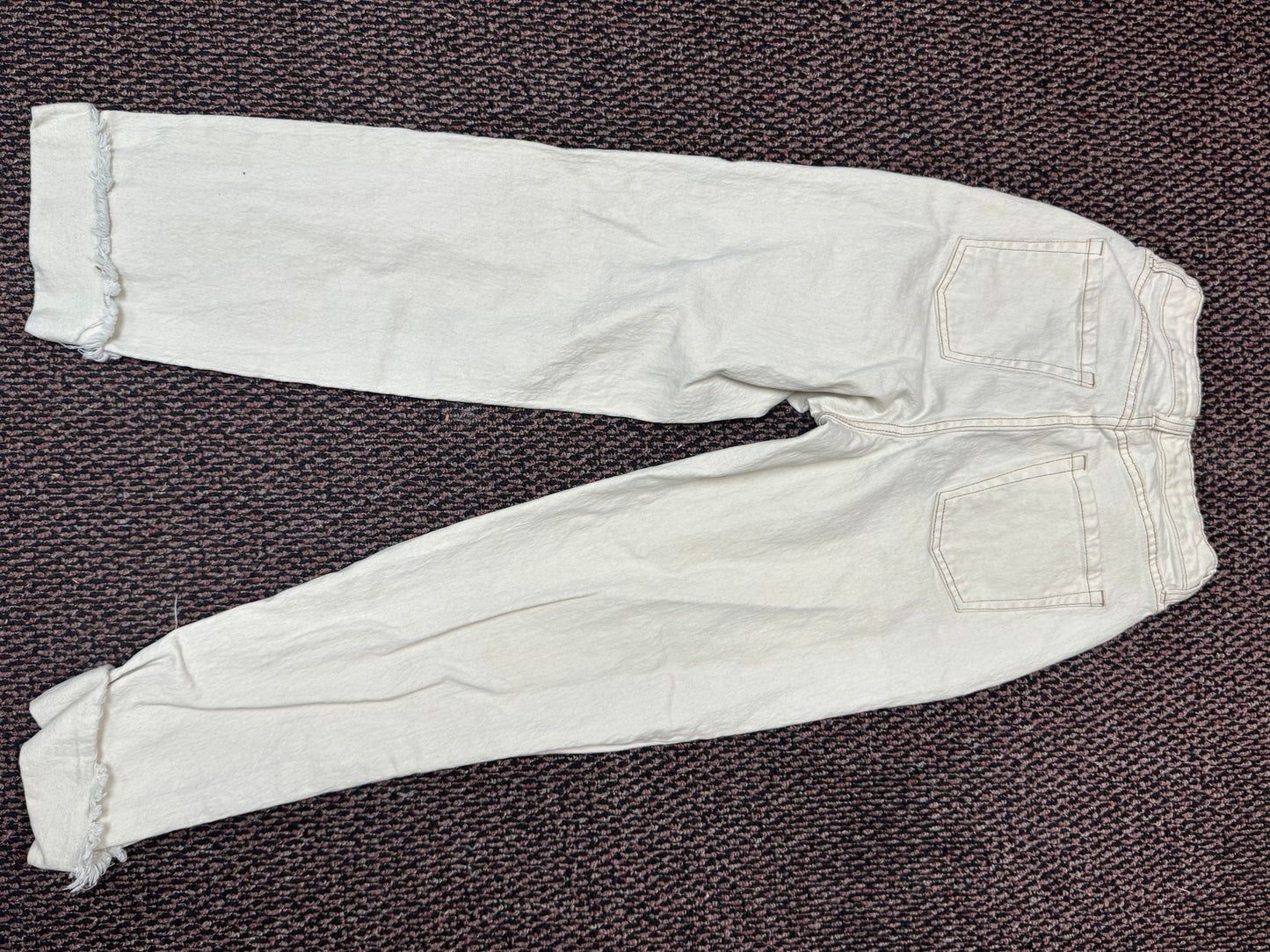 Preloved Ivory with Brown Hem Jeans