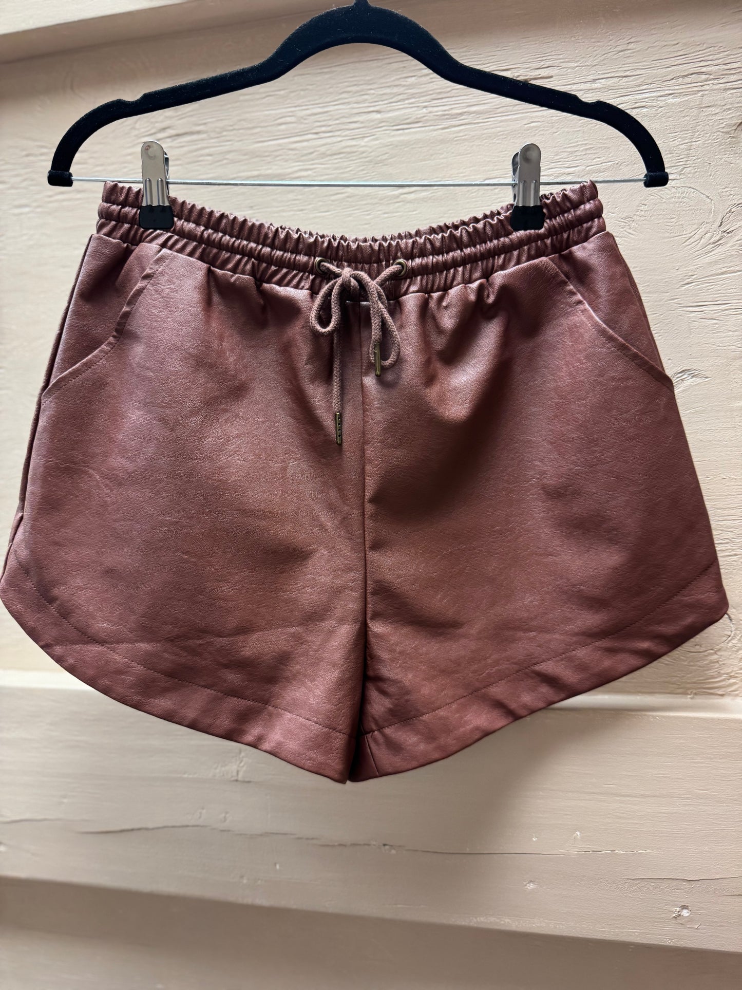 Brown Faux Leather Shorts