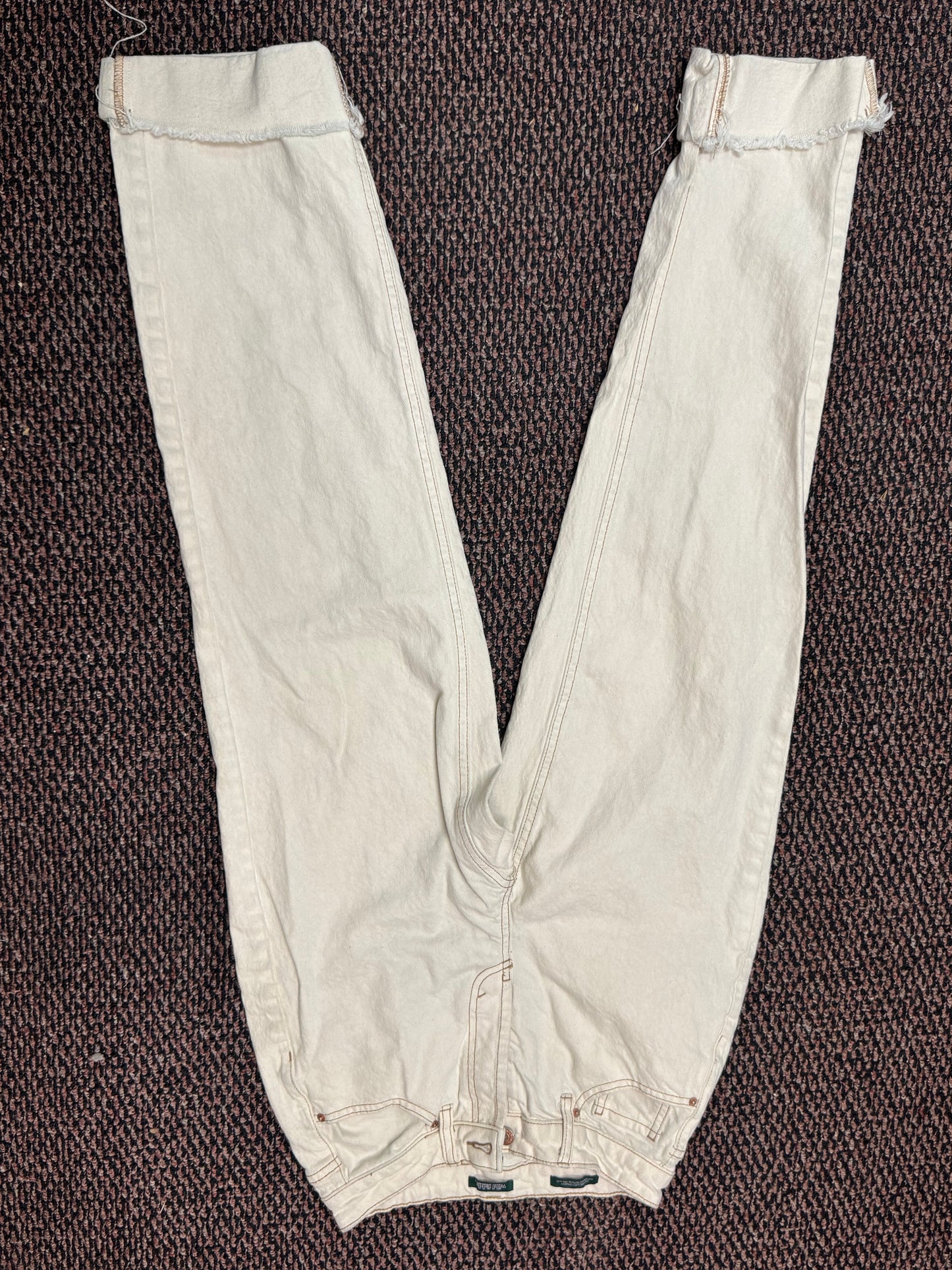 Preloved Ivory with Brown Hem Jeans