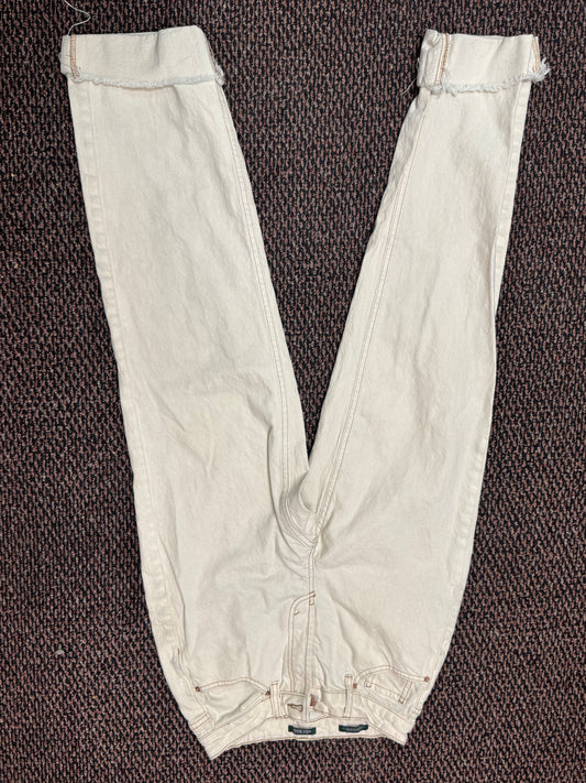 Preloved Ivory with Brown Hem Jeans