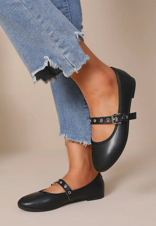 Black Studded Flats