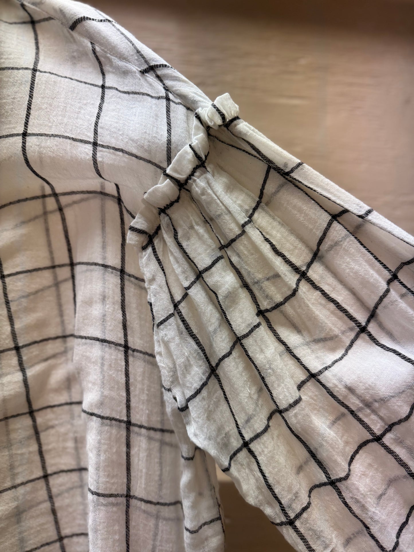 Plaid Ruffle Sleeve Button Up