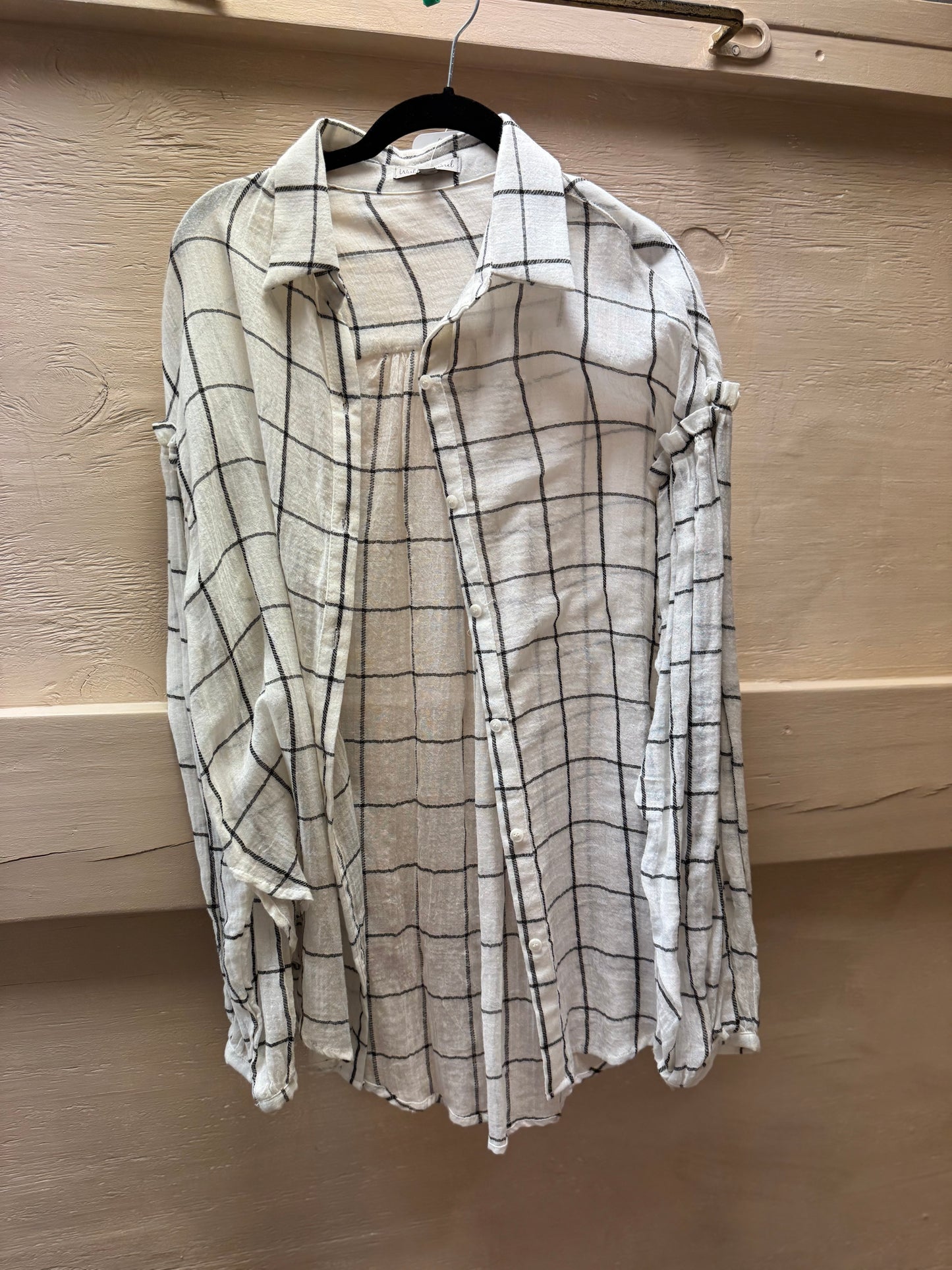 Plaid Ruffle Sleeve Button Up