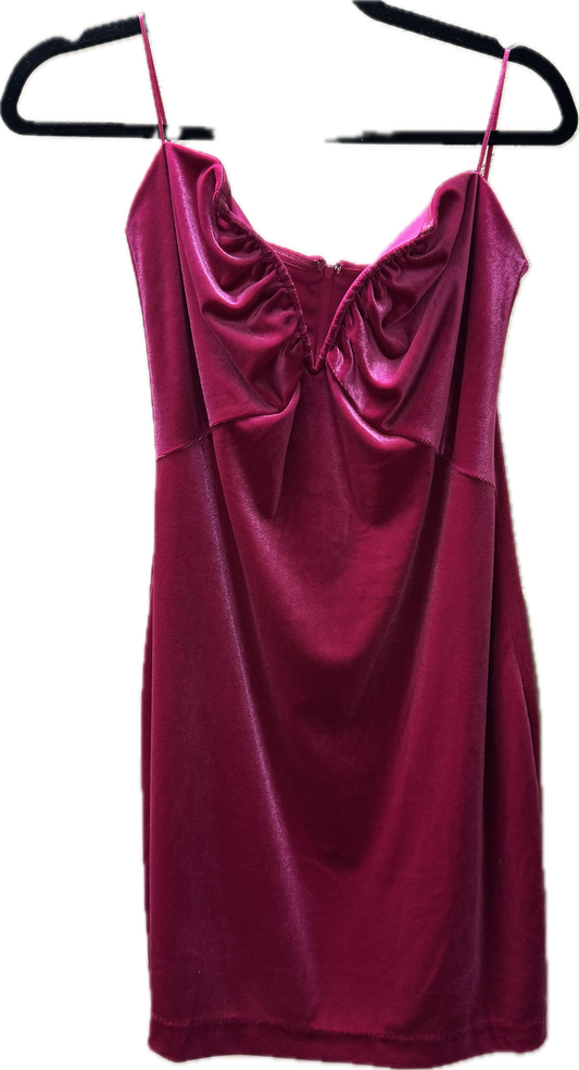 (M) Strapless Pink Velvet Dress