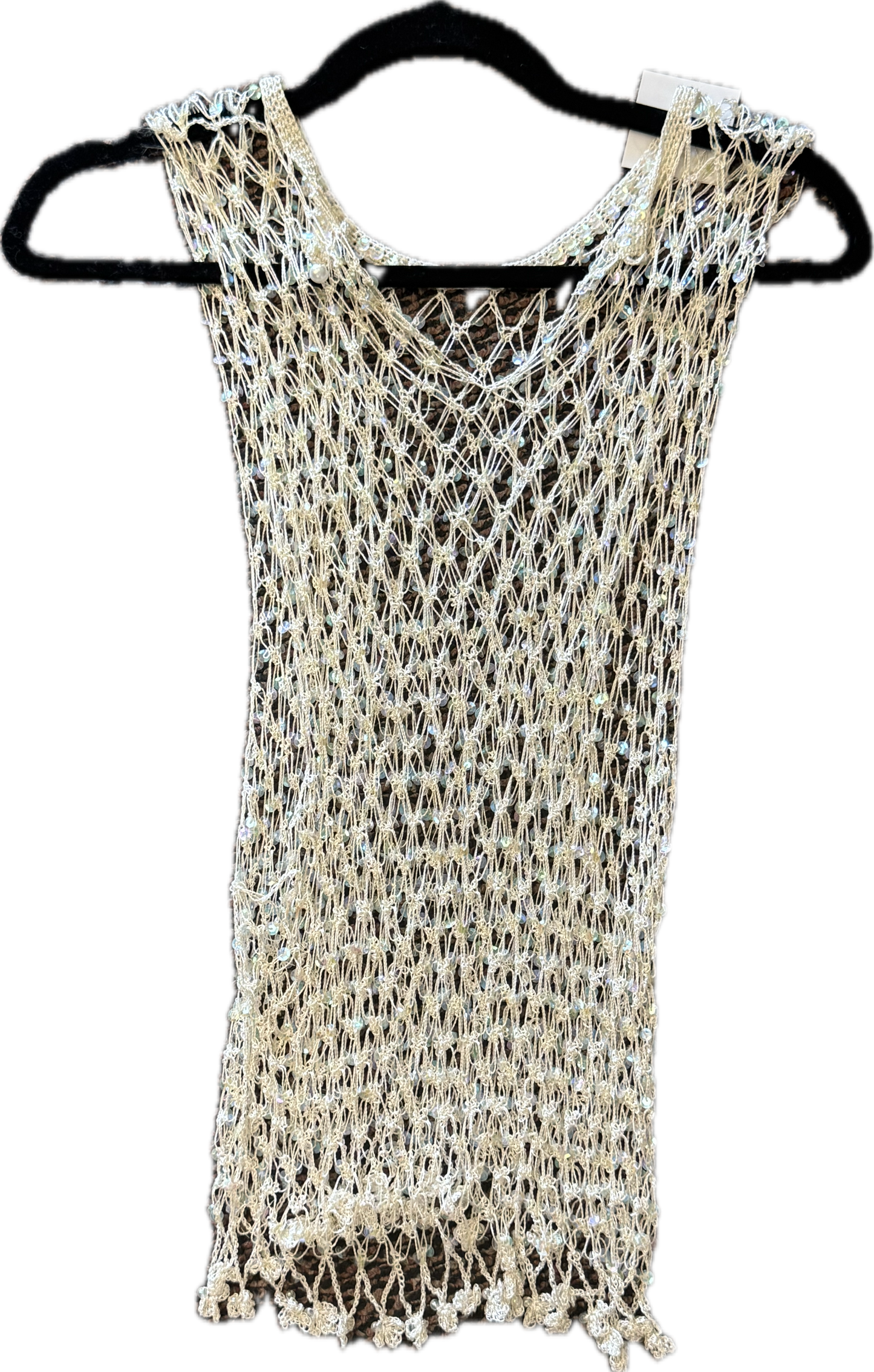 (S) Crochet Sequin overlay Tank