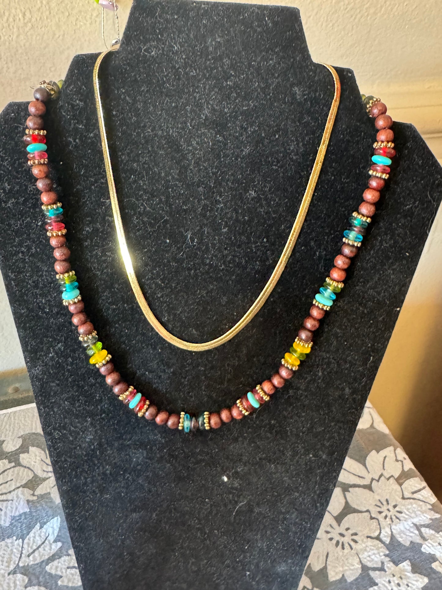 Wood bead necklace