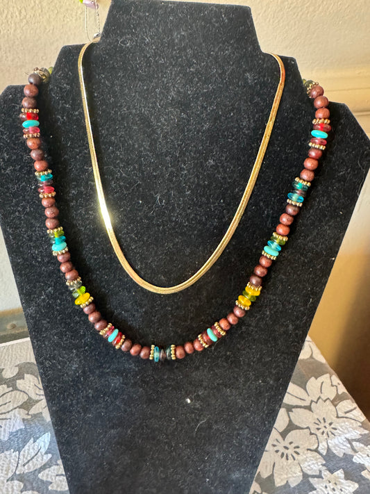 Wood bead necklace