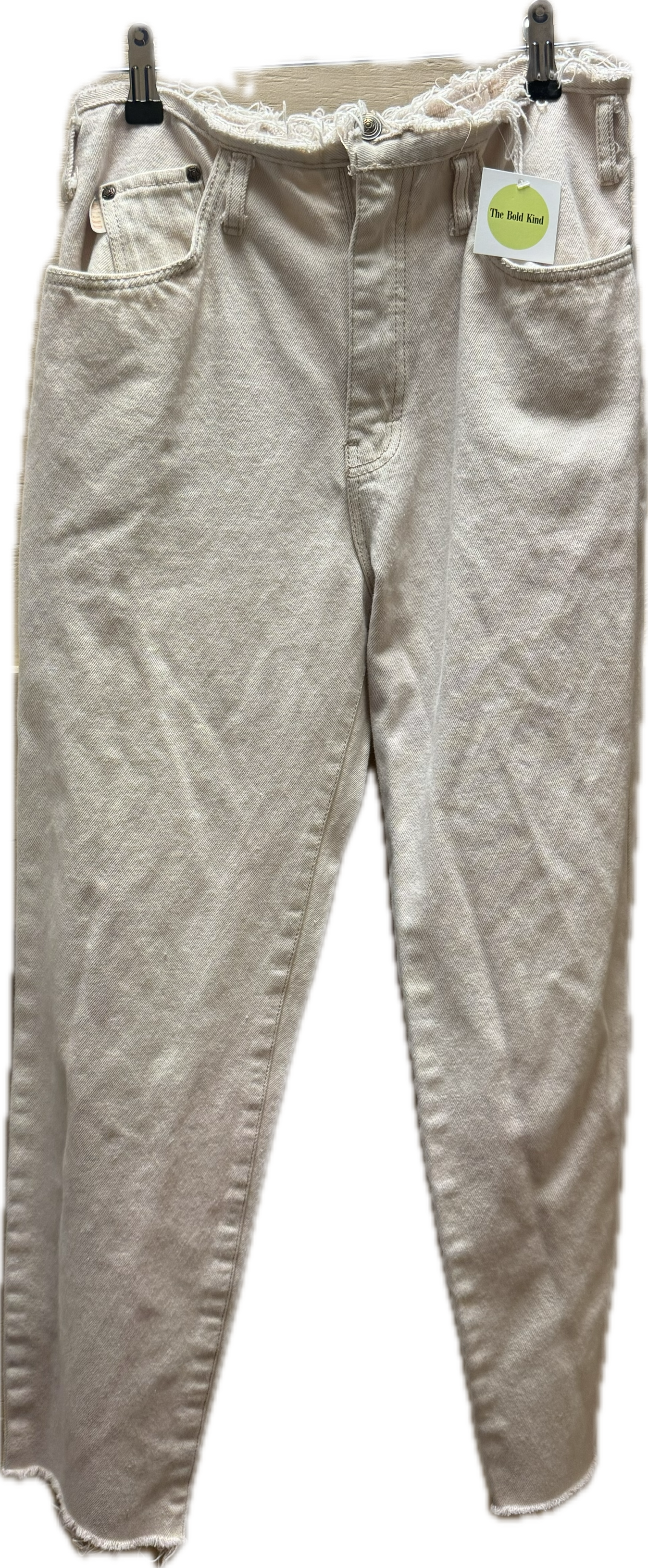 Medium Raw Hem Vintage Cream Jeans