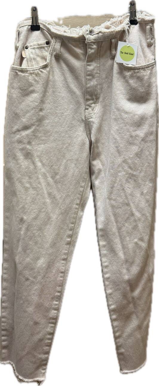 Medium Raw Hem Vintage Cream Jeans