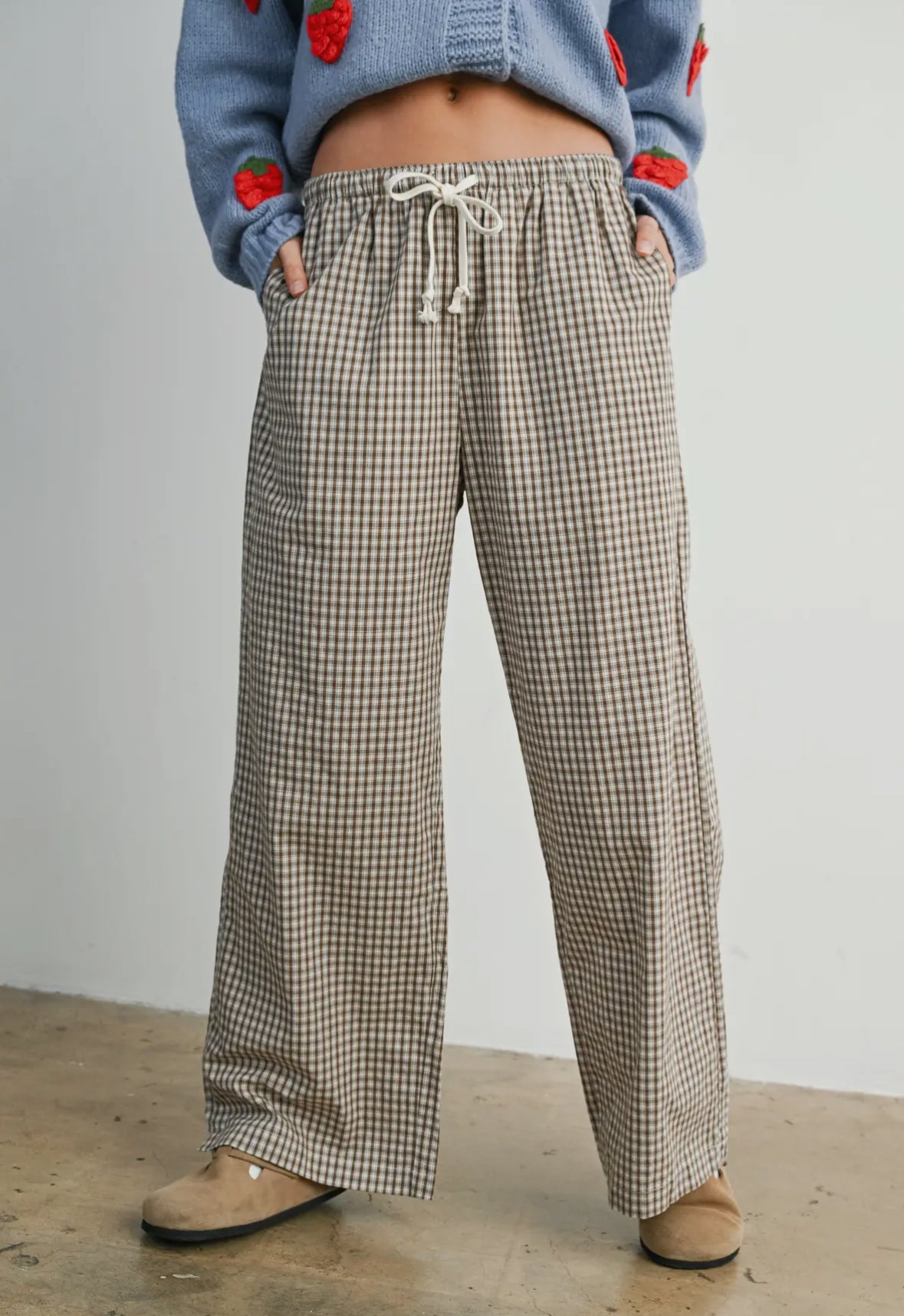 Brown Checkered Pants