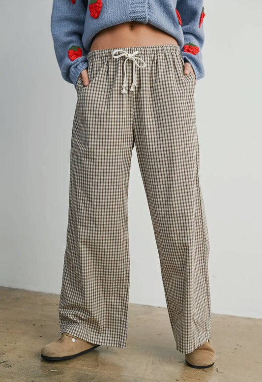 Brown Checkered Pants
