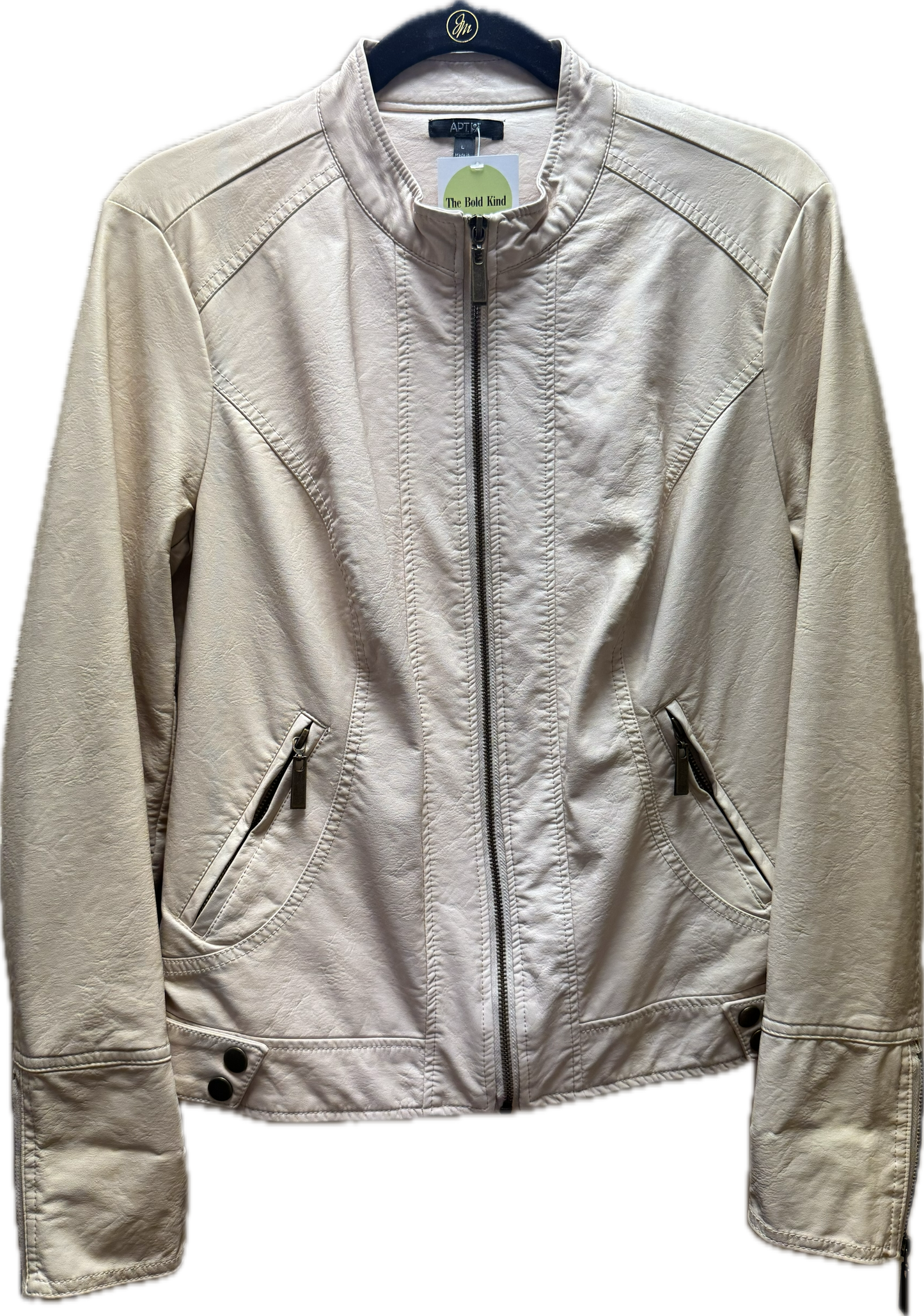 (L) Cream Pleather Jacket