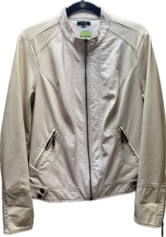 (L) Cream Pleather Jacket