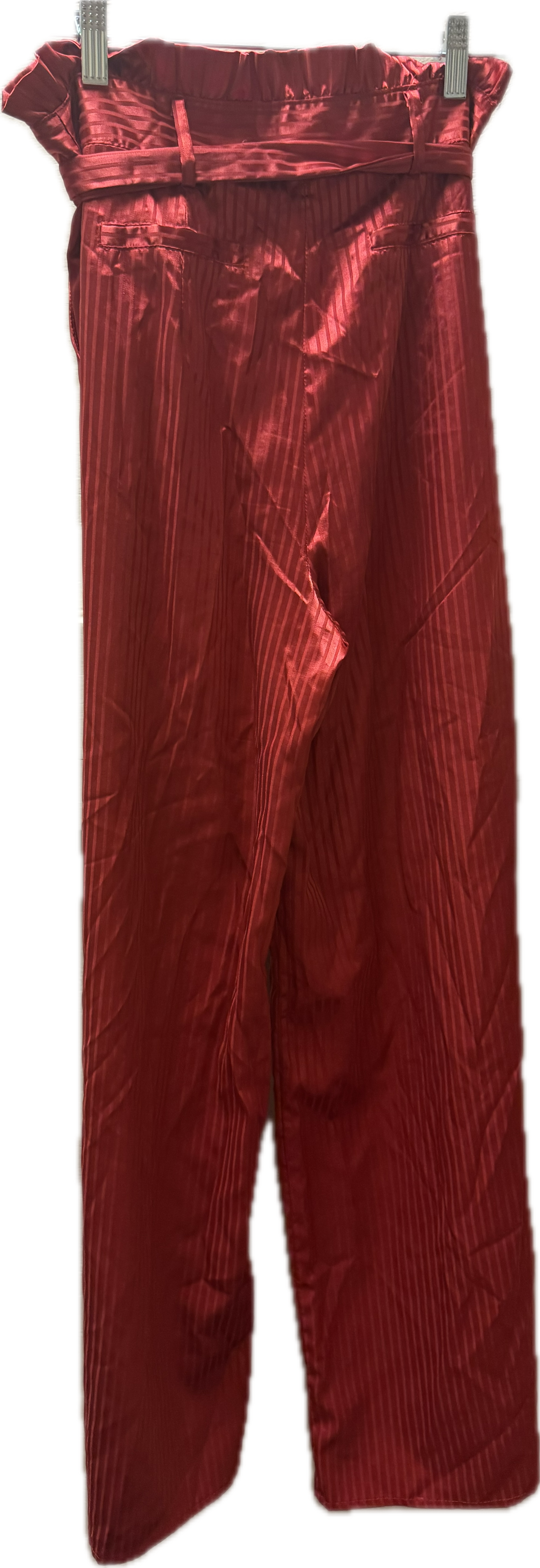 (M) Red Silk Striped Pants