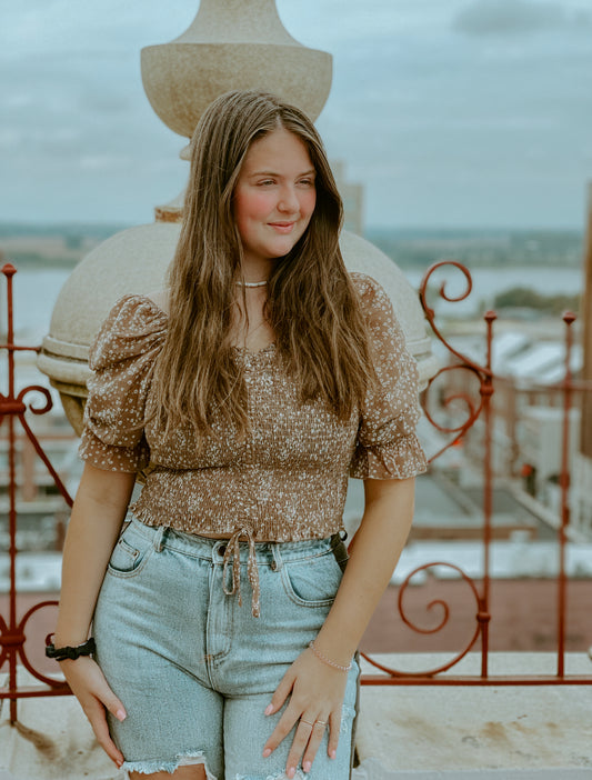August Curvy Floral Runched Top