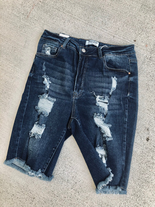 Curvy Mid Length Denim Shorts