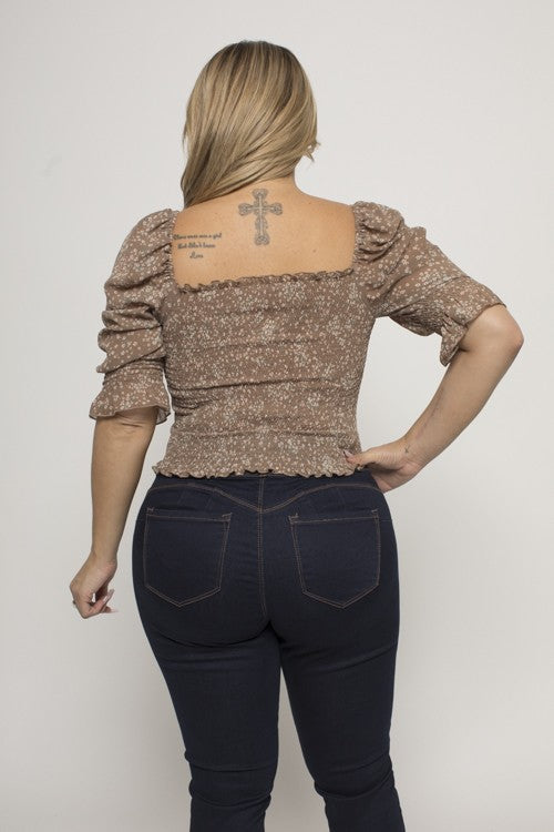 August Curvy Floral Runched Top