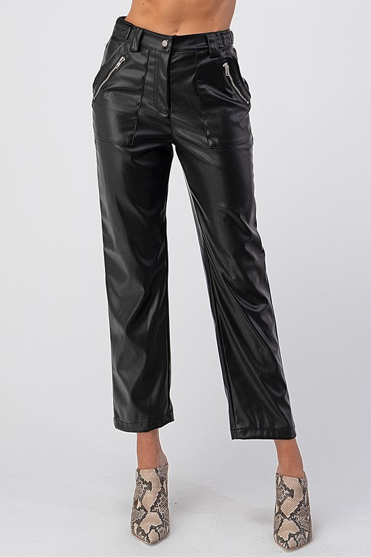 Black Faux Leather Pants