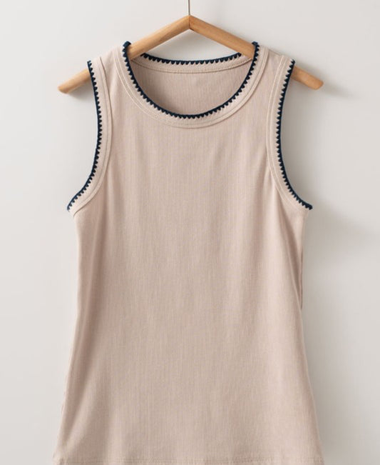Navy Detail Knit Tank
