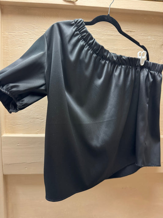 One Shoulder Black Blouse