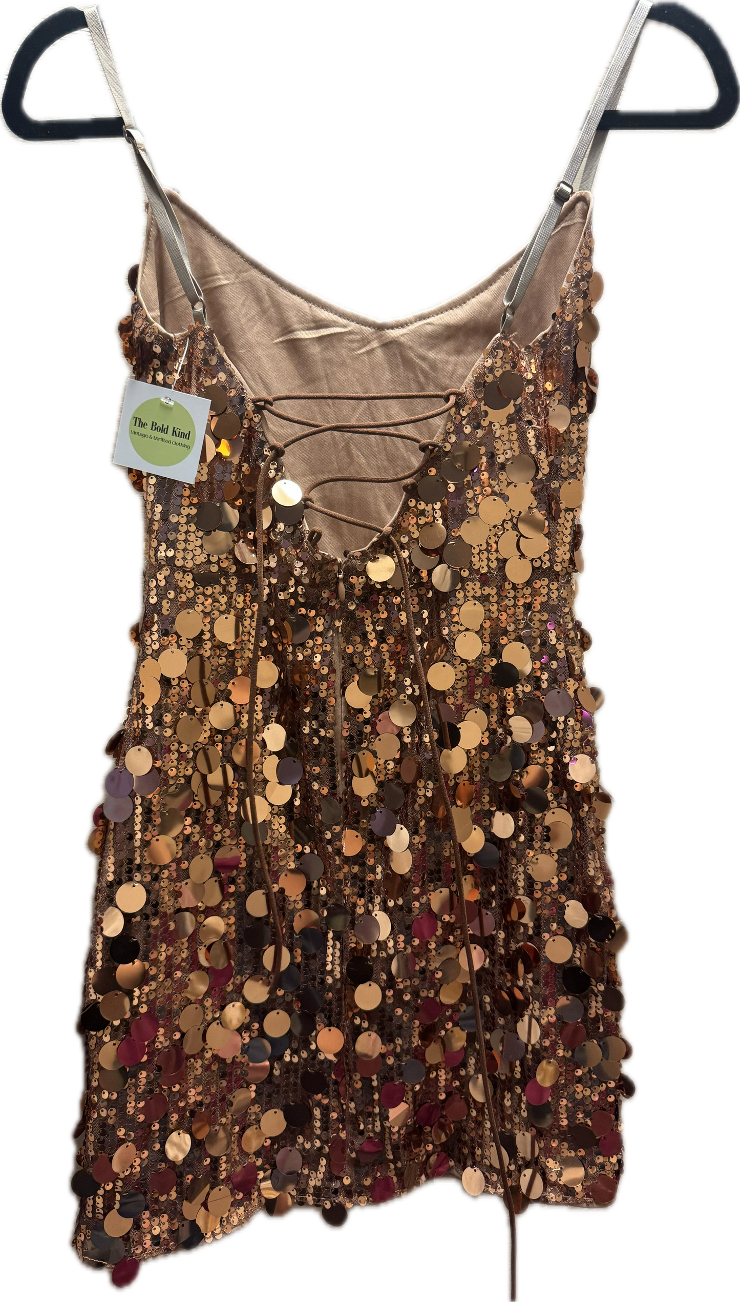 (S)Burnt orange Sequin Dress