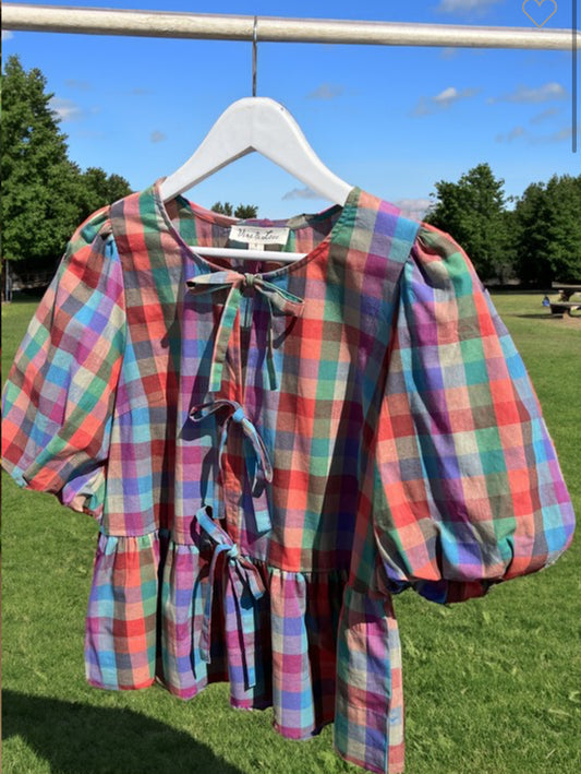 Plaid Tie Top