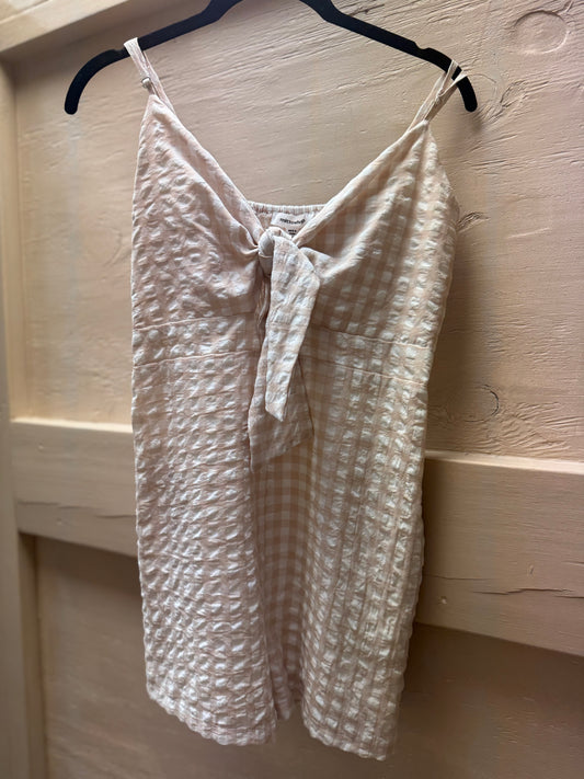 Beige Checkered Romper