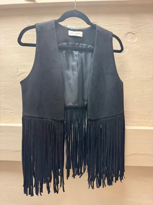 Black Fringe Suede Vest