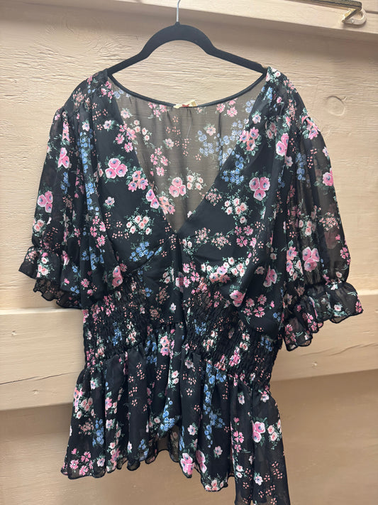 Black Floral Blouse