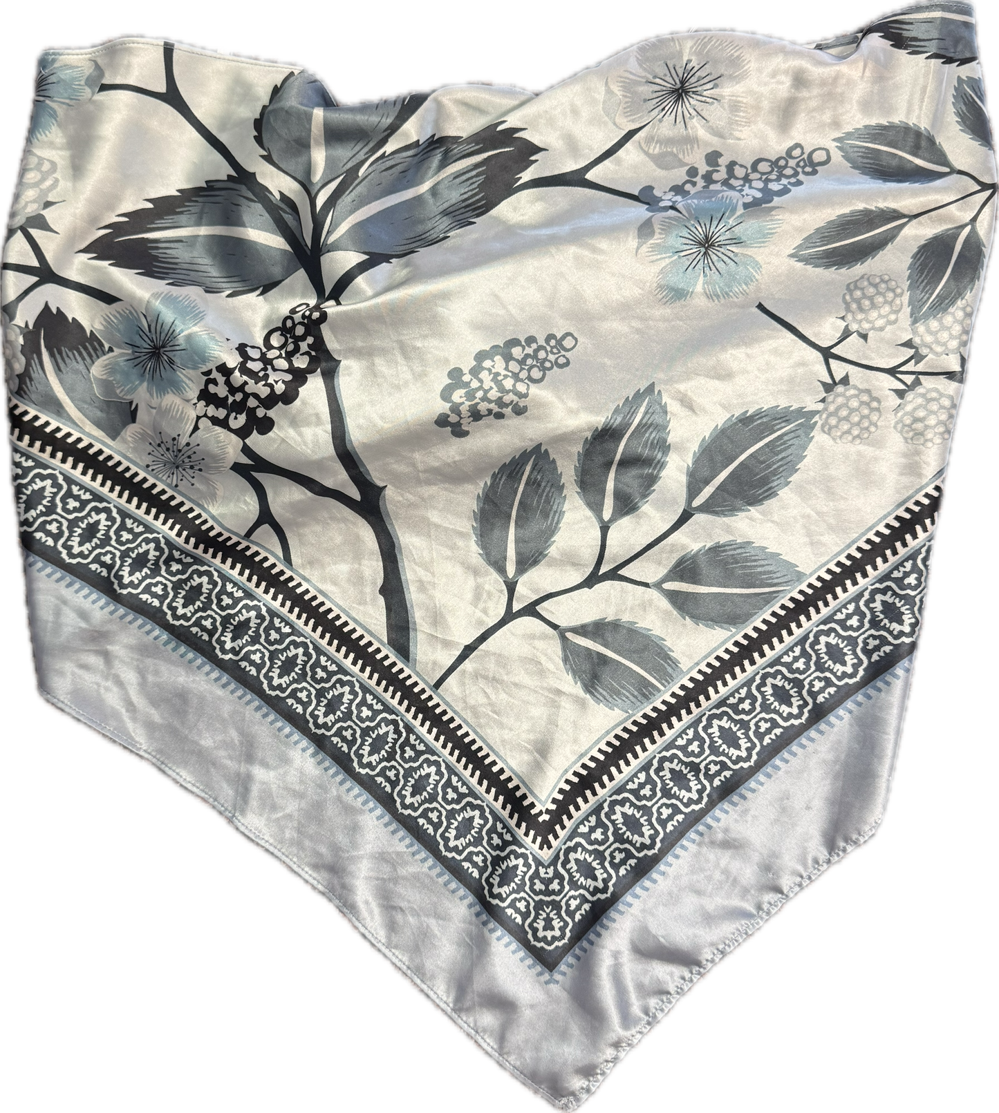 (2x) blue silk bandanna top