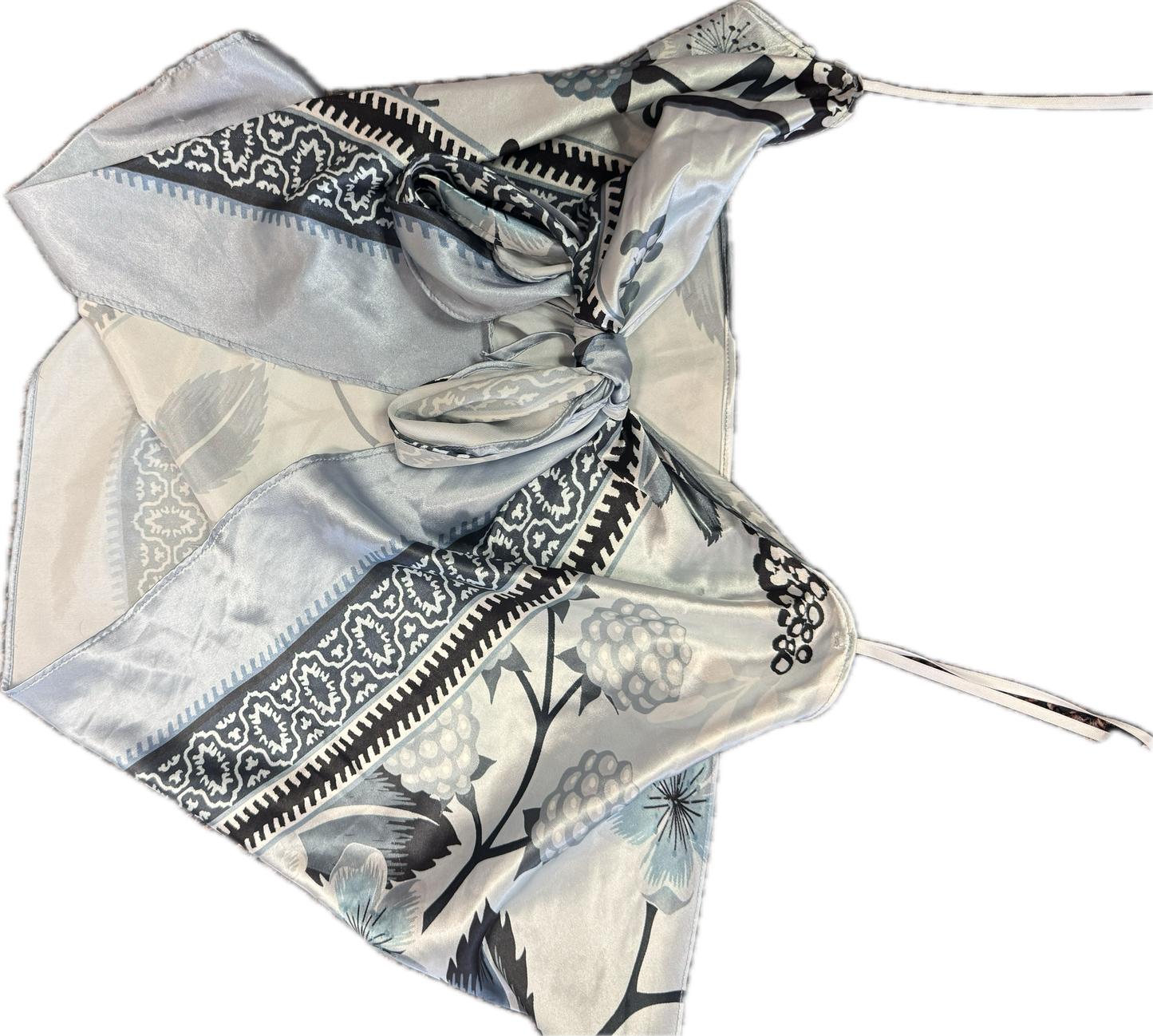 (2x) blue silk bandanna top