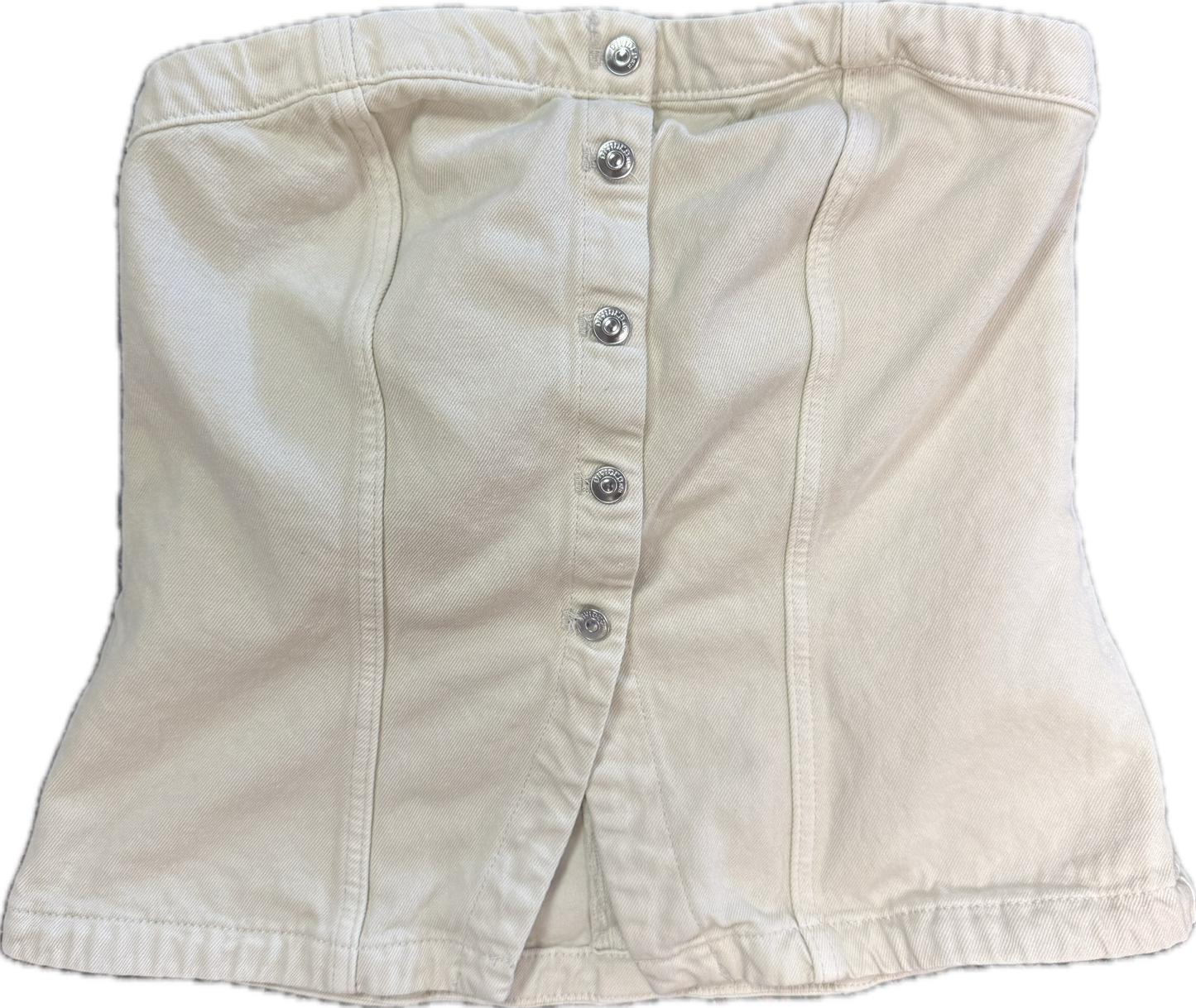 (M) cream denim strapless top