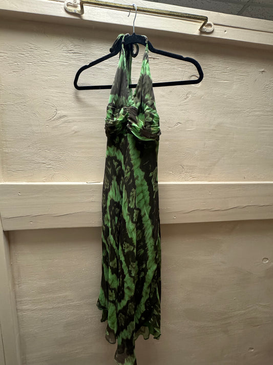 Preloved Green and Brown Water Color Dress
