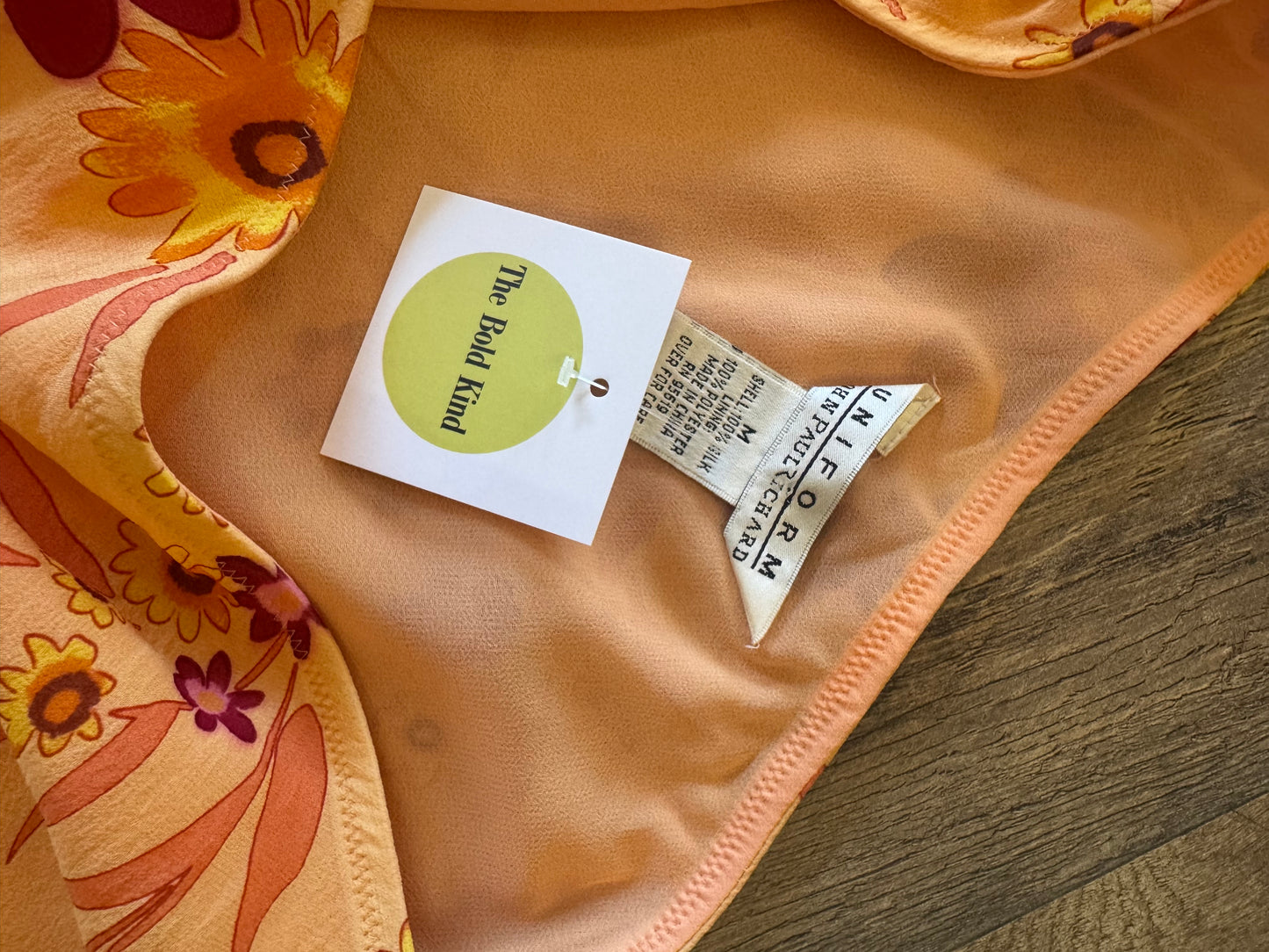 (M) orange floral vintage skirt set
