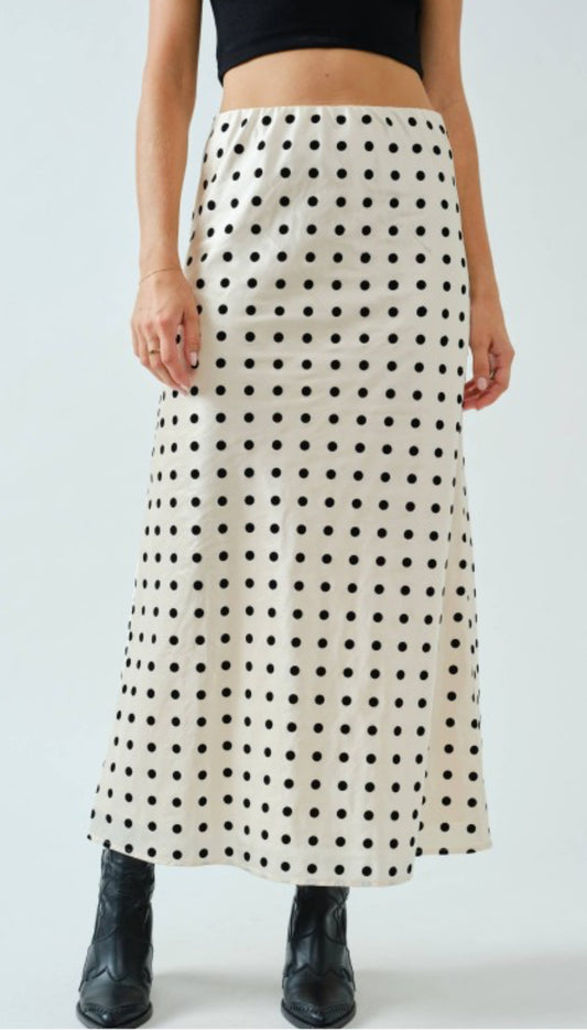 Polka Dot Satin Skirt