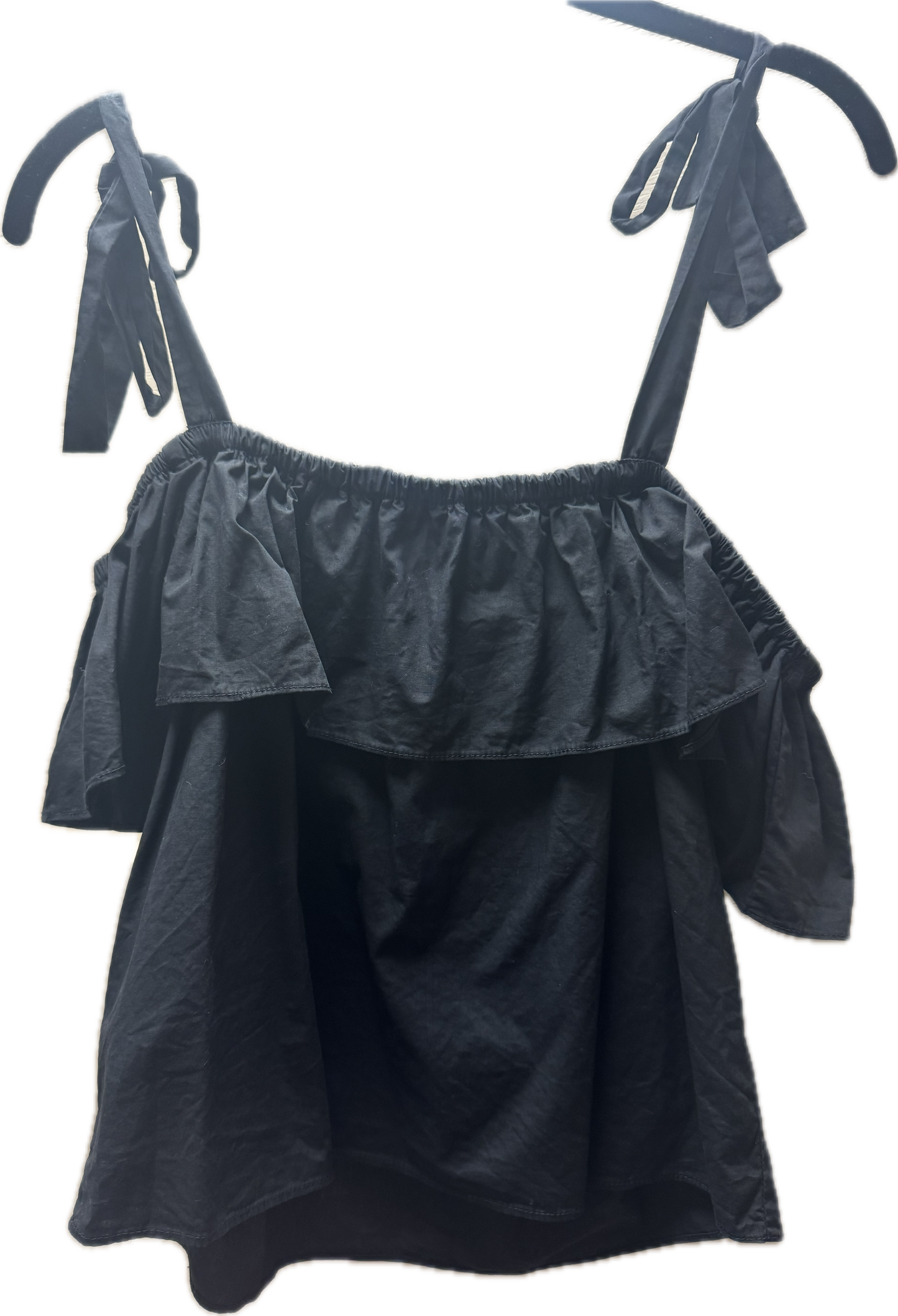 (S) Black Ruffle Top