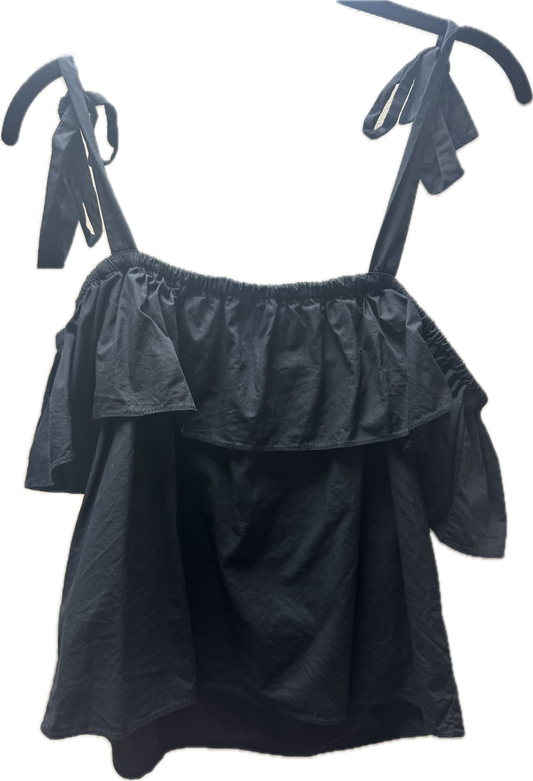 (S) Black Ruffle Top