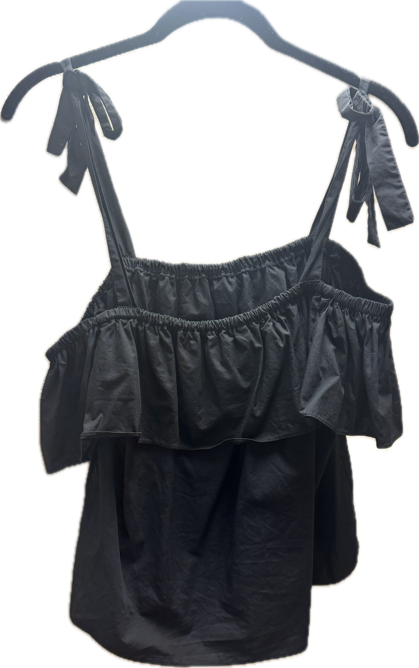 (S) Black Ruffle Top