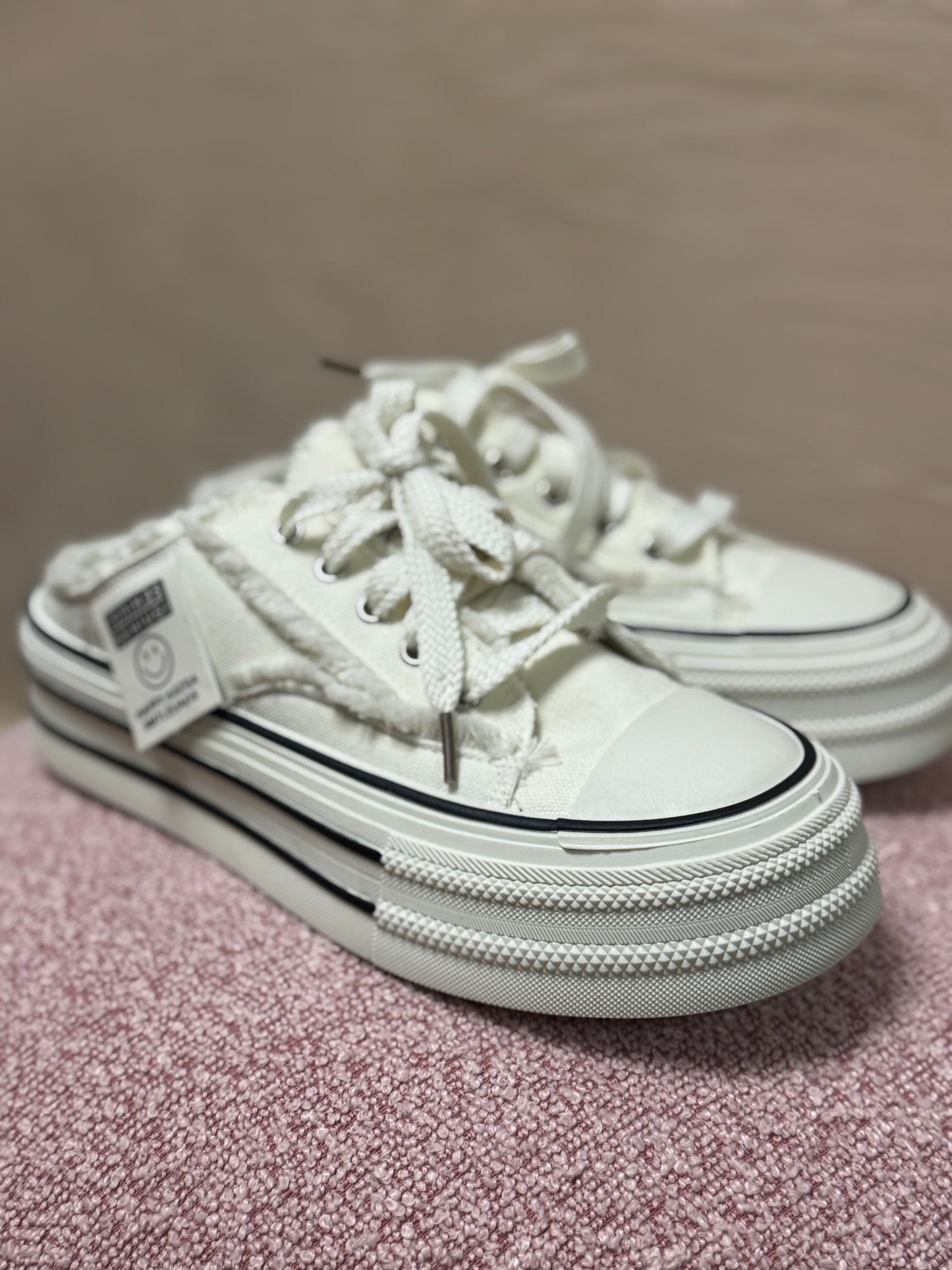(6) White Slip on Tennis Shoes