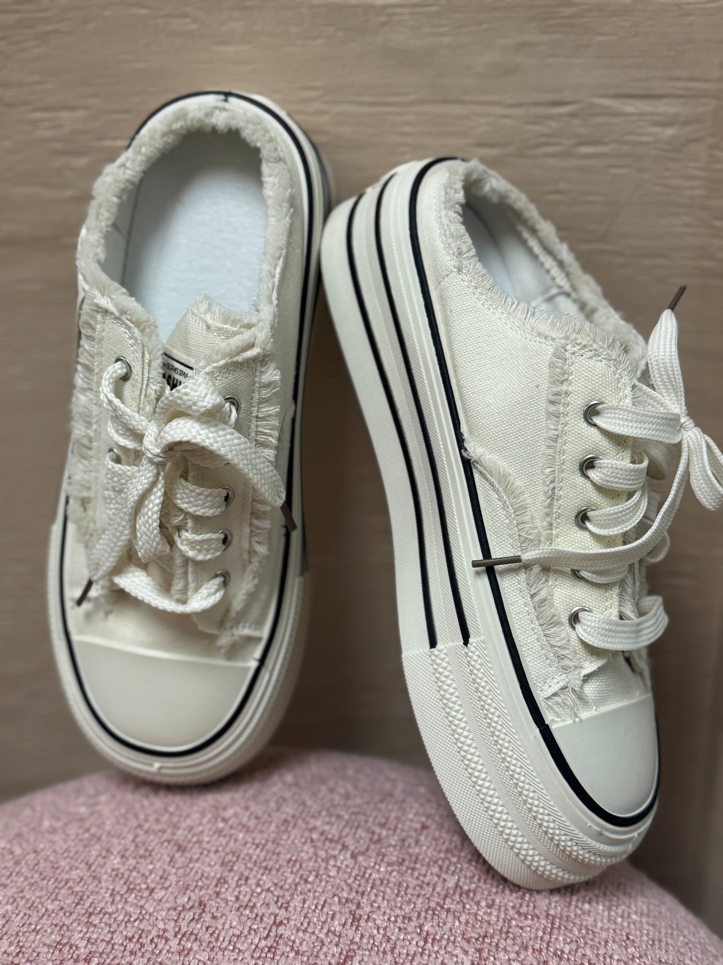 (6) White Slip on Tennis Shoes