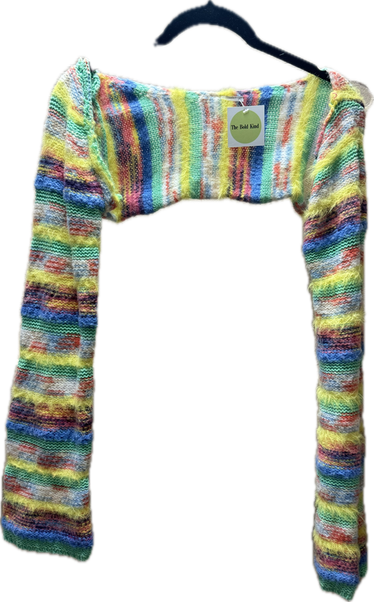 Rainbow Cropped Sweater Jacket