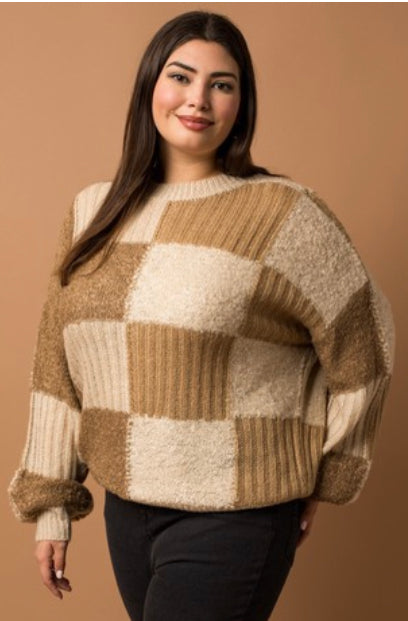 Curvy match made in heaven checkered sweater